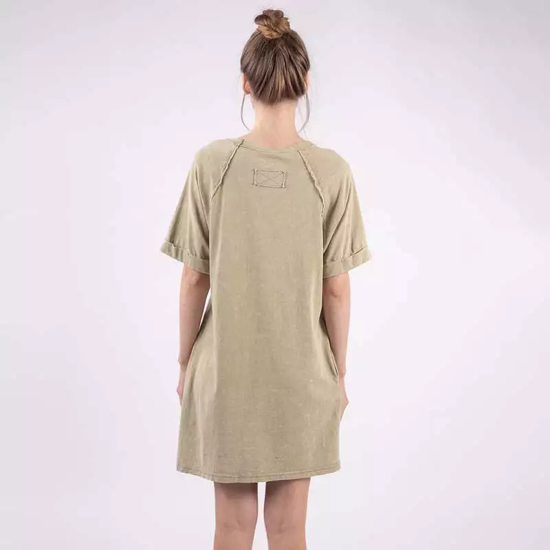 1 Pocket Garment Wash T-Shirt Dress