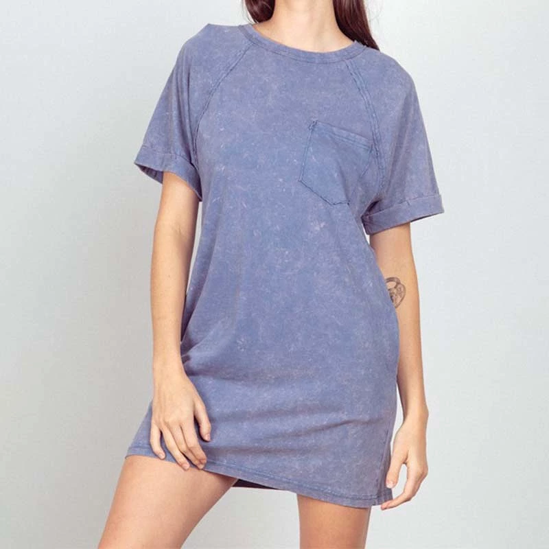 1 Pocket Garment Wash T-Shirt Dress