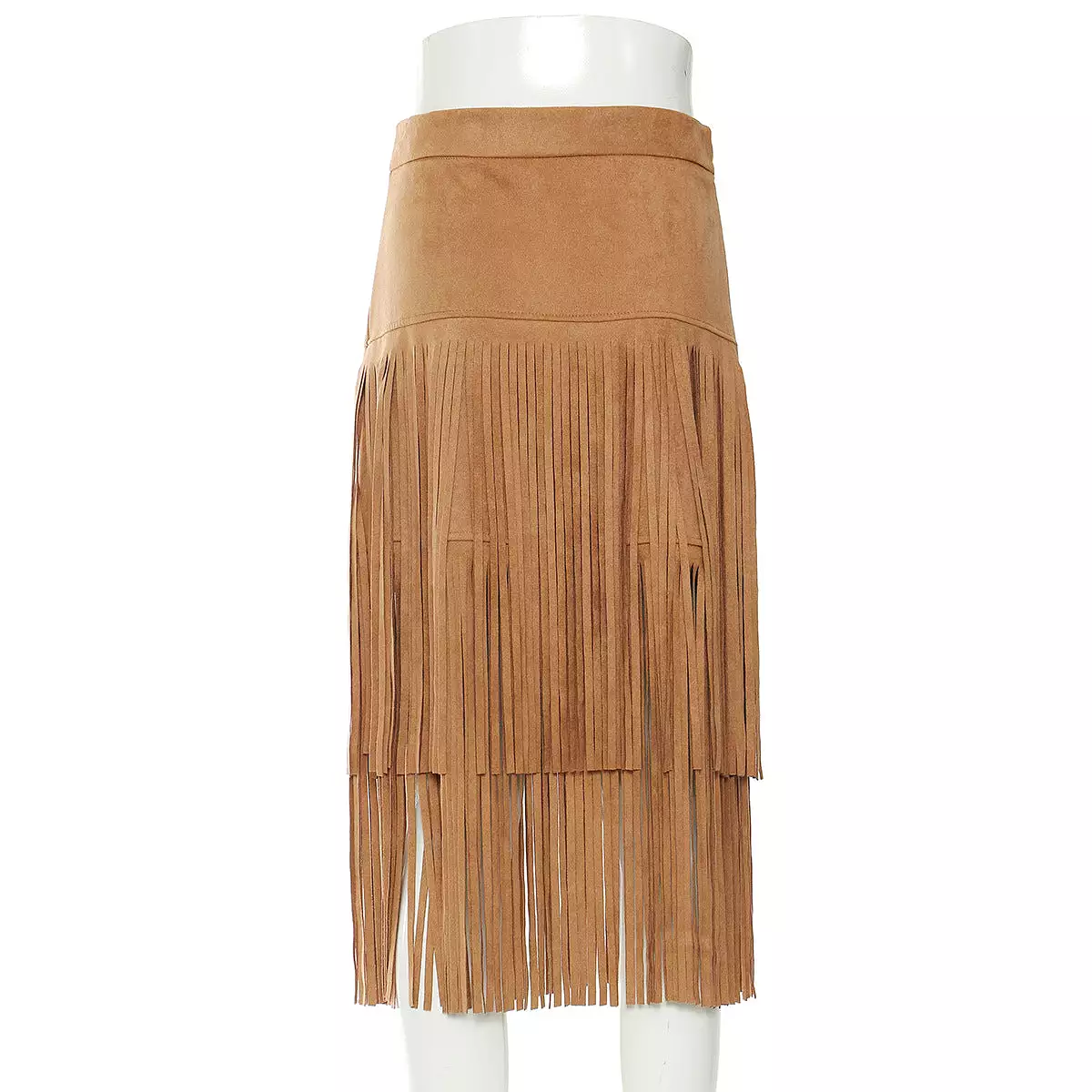 23 spring denim style wild domineering Europe and the United States heavy industry tassel mid-length skirt female