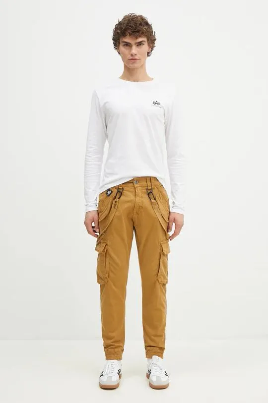 Alpha Industries trousers Utility Pant men's brown color 128202.13