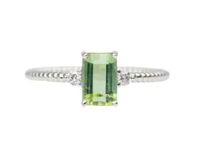 Apple Green Tourmaline and Diamond 14K White Gold Ring R6380