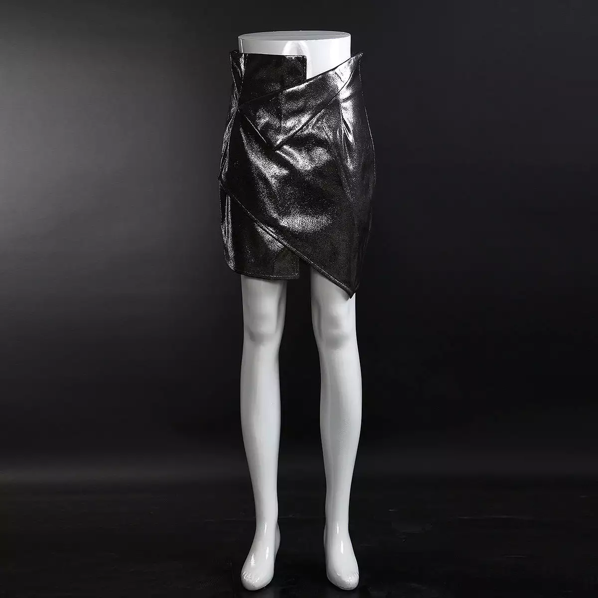 Ashore Boutique Womens Irregular Design Metallic Mini Skirt