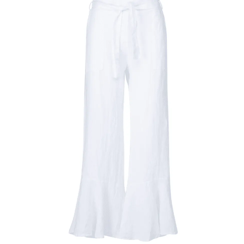 Astrid Italy Hampton Linen Pants in White