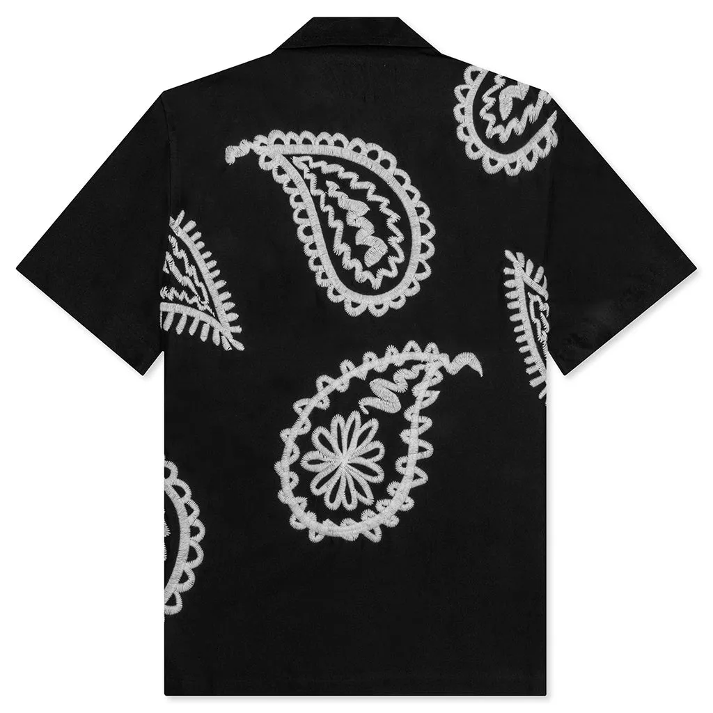 Awake Embroidered Paisley Poplin Shirt - Black/Cream