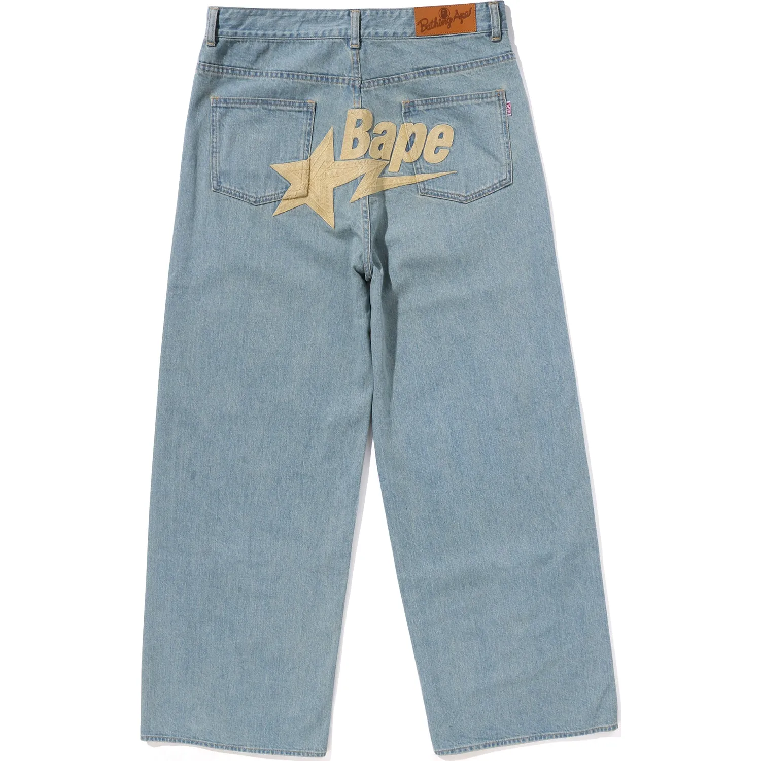 BAPE STA EMBROIDERY BAGGY DENIM PANTS LADIES