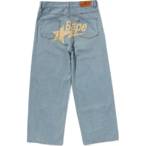 BAPE STA EMBROIDERY BAGGY DENIM PANTS LADIES