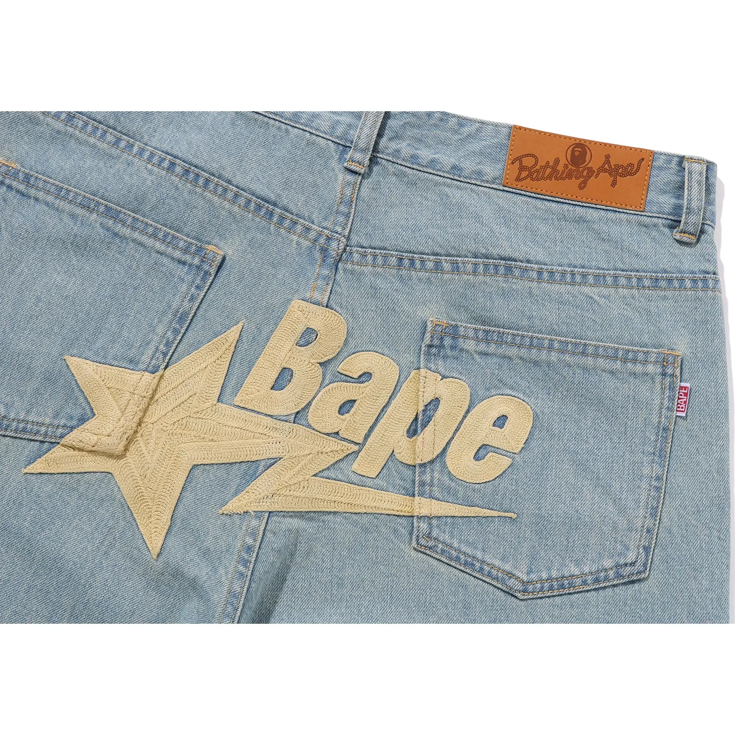 BAPE STA EMBROIDERY BAGGY DENIM PANTS LADIES