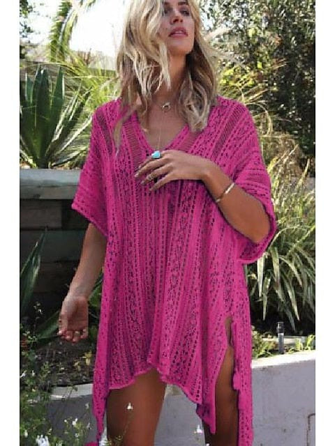 Beach-Ready Women's Crochet Hole Swimsuit Cover-Up Dress