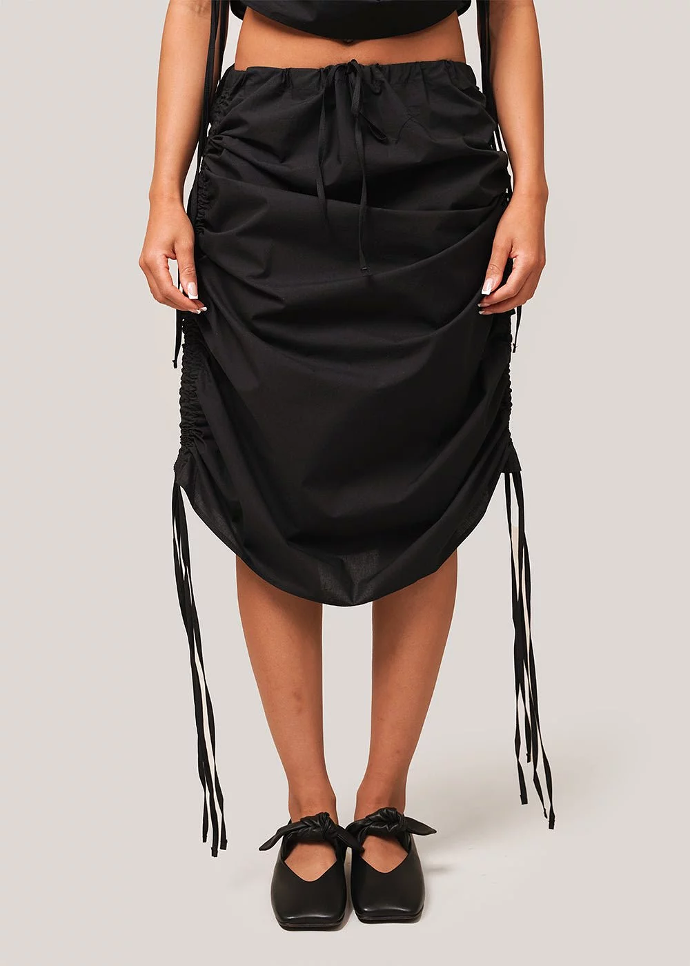 Black Pictorial Strap Skirt