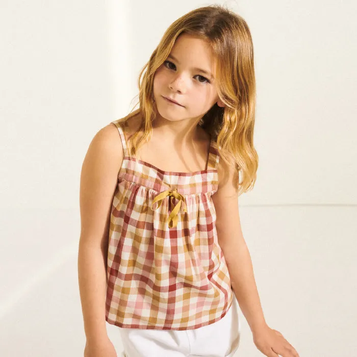 Bonpoint Child Lys Blouse Caramel Brown Checks