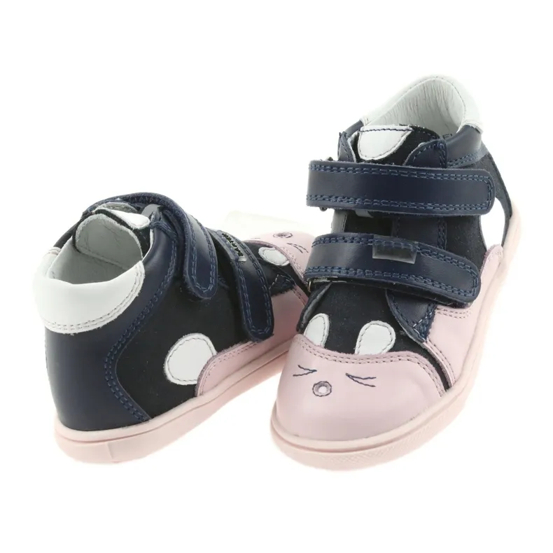 Booties children's shoes Velcro rabbit Bartek 11702 white navy blue pink