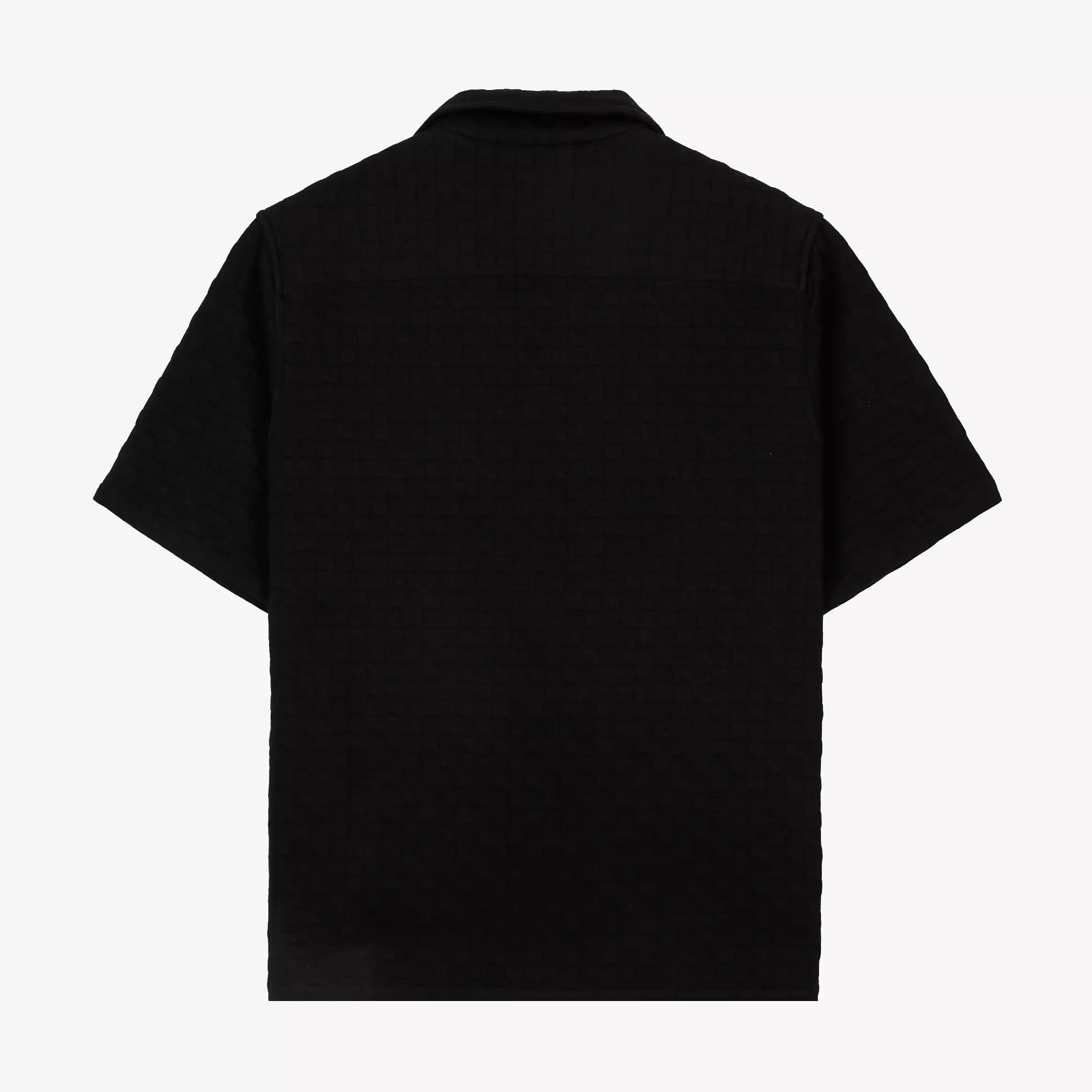 Checkered Knit Mens Short Sleeve Shirt (Black)