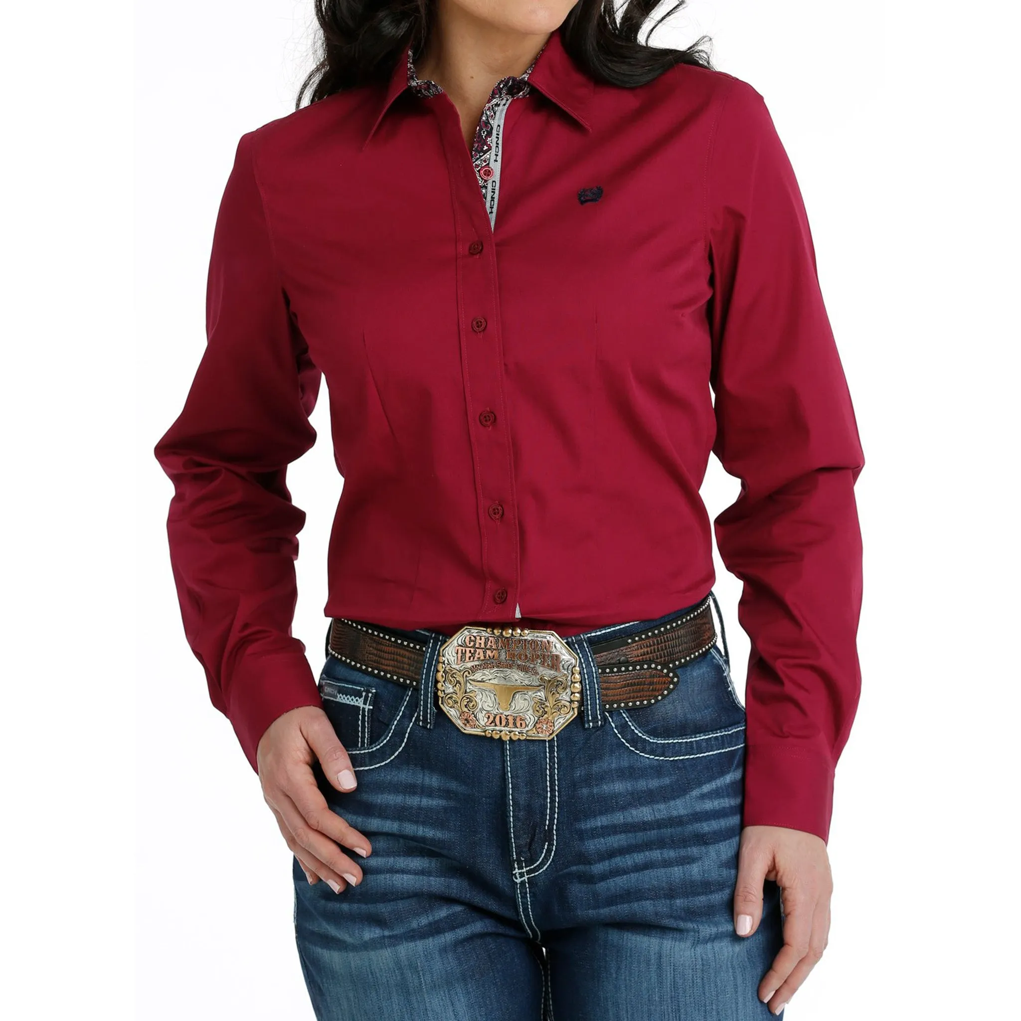 Cinch Women's Solid Burgandy Shirt