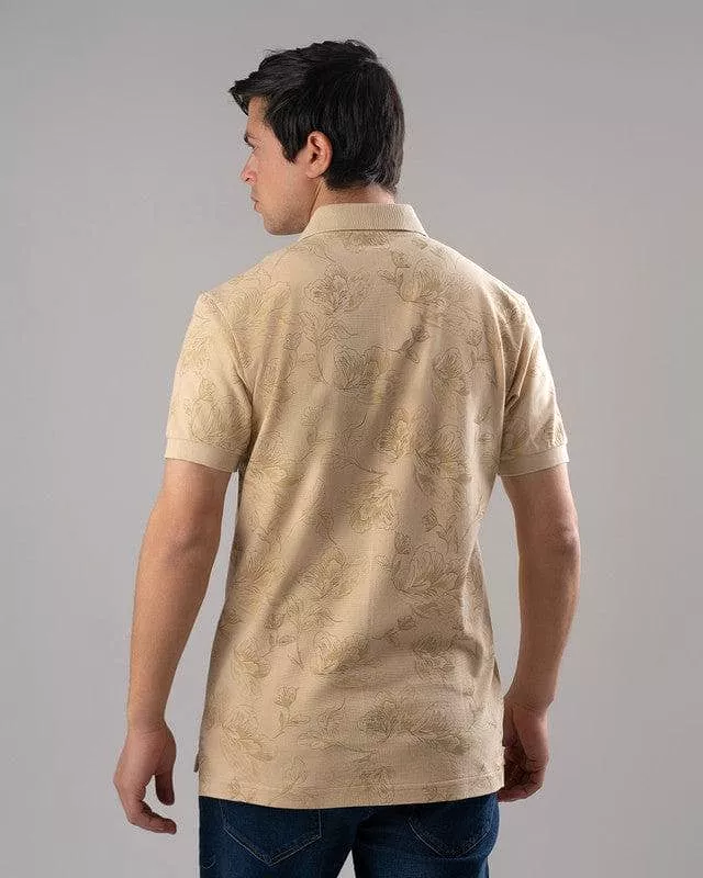 CLASSIC FIT PATTERNED POLO SHIRT - LIGHT BEIGE