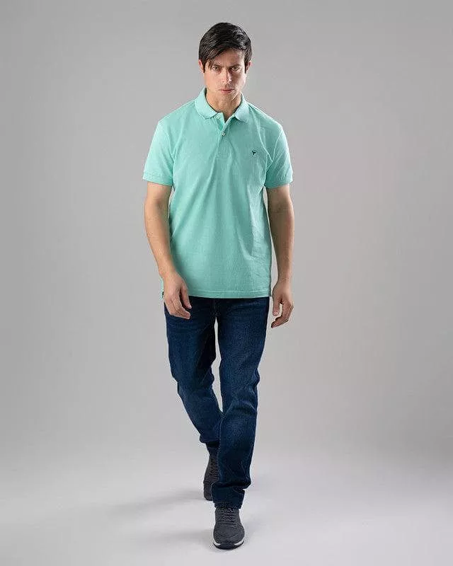 CLASSIC FIT PIQUE POLO SHIRT - AQUA