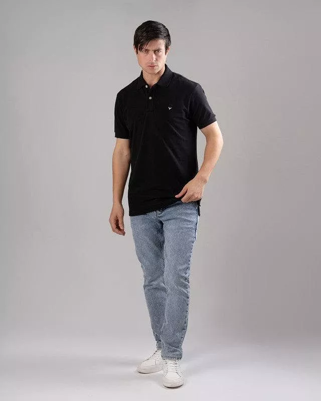 CLASSIC FIT PIQUE POLO SHIRT - BLACK