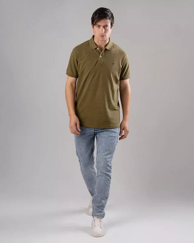 CLASSIC FIT PIQUE POLO SHIRT - DARK OLIVE