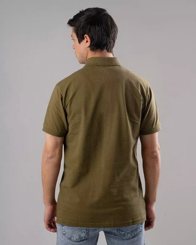 CLASSIC FIT PIQUE POLO SHIRT - DARK OLIVE