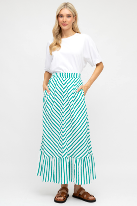 CLEAR SKIES RUFFLE MIDI SKIRT