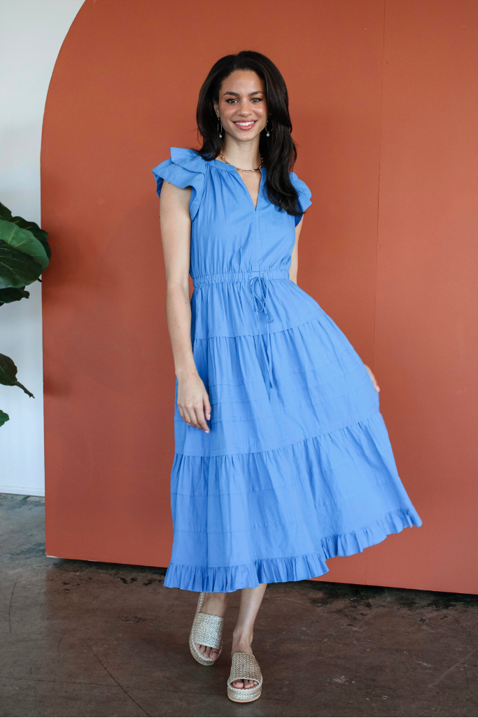 Cliffside Flutter Sleeve Midi Dress