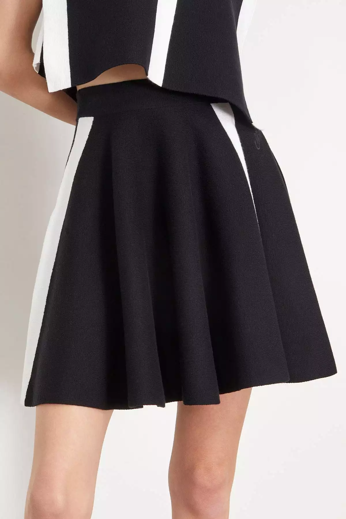 Contrast A-Line Mini Skirt in Black