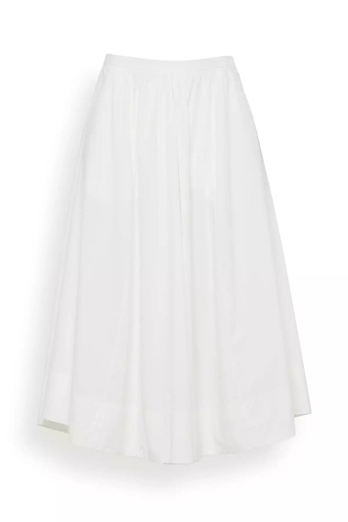 Cotton Poplin Elasticated Skirt in White