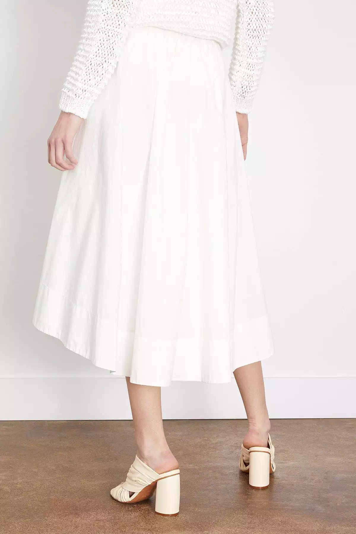 Cotton Poplin Elasticated Skirt in White