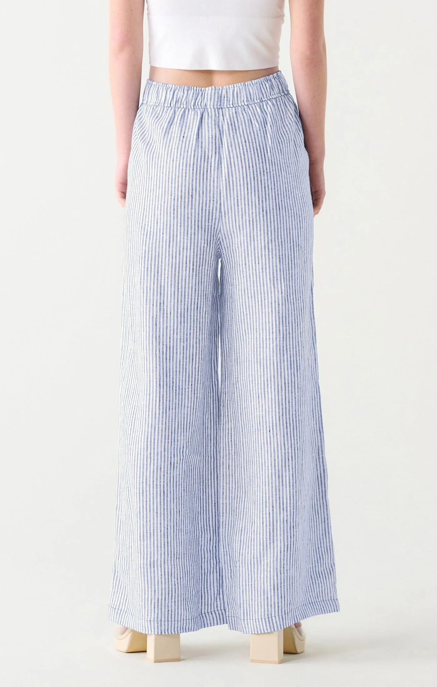 Dex Elastic Wide Leg Pants In Cloud/White Stripe