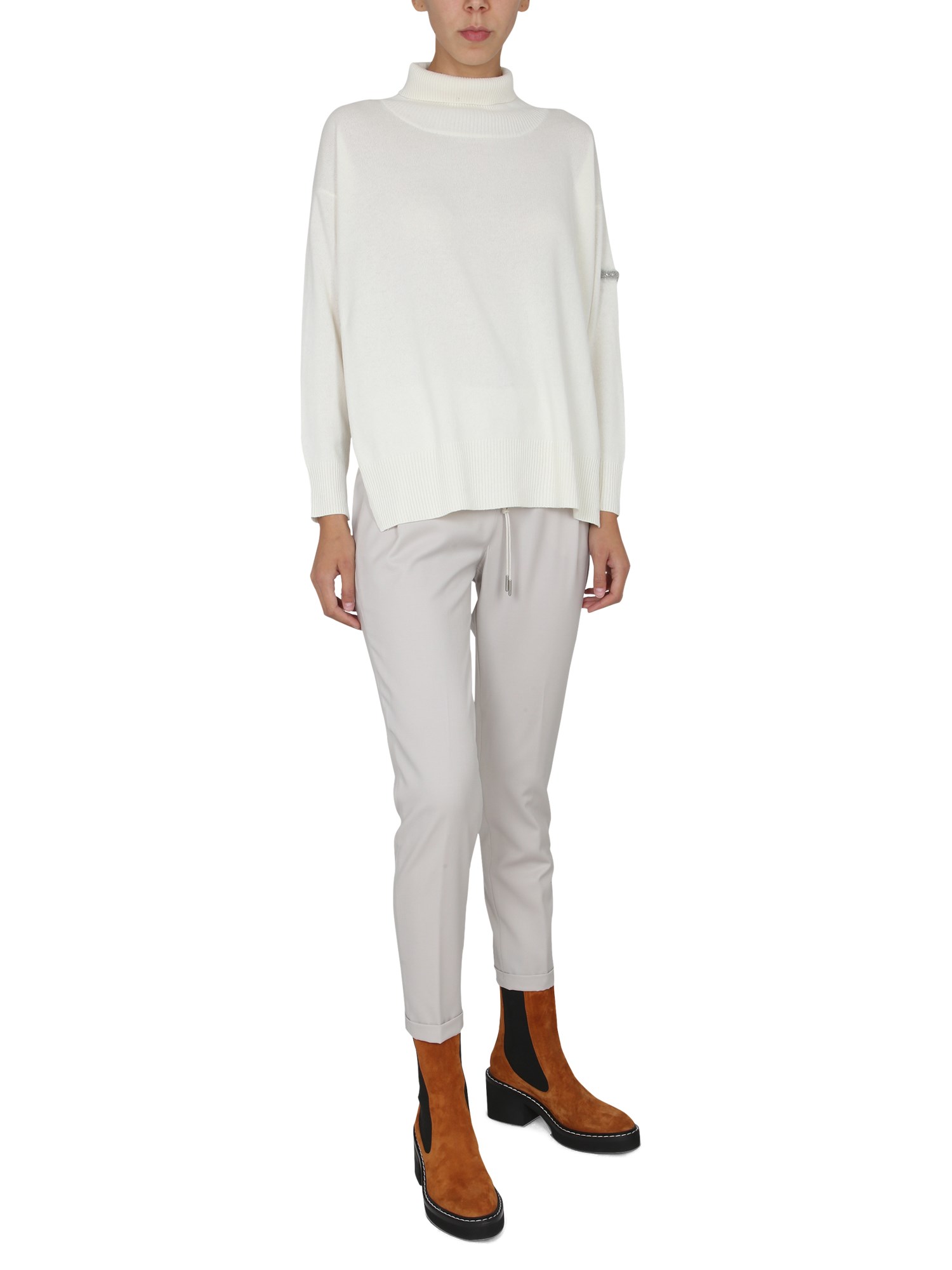 FABIANA FILIPPI    WOOL PANTS WITH SHINY DETAIL