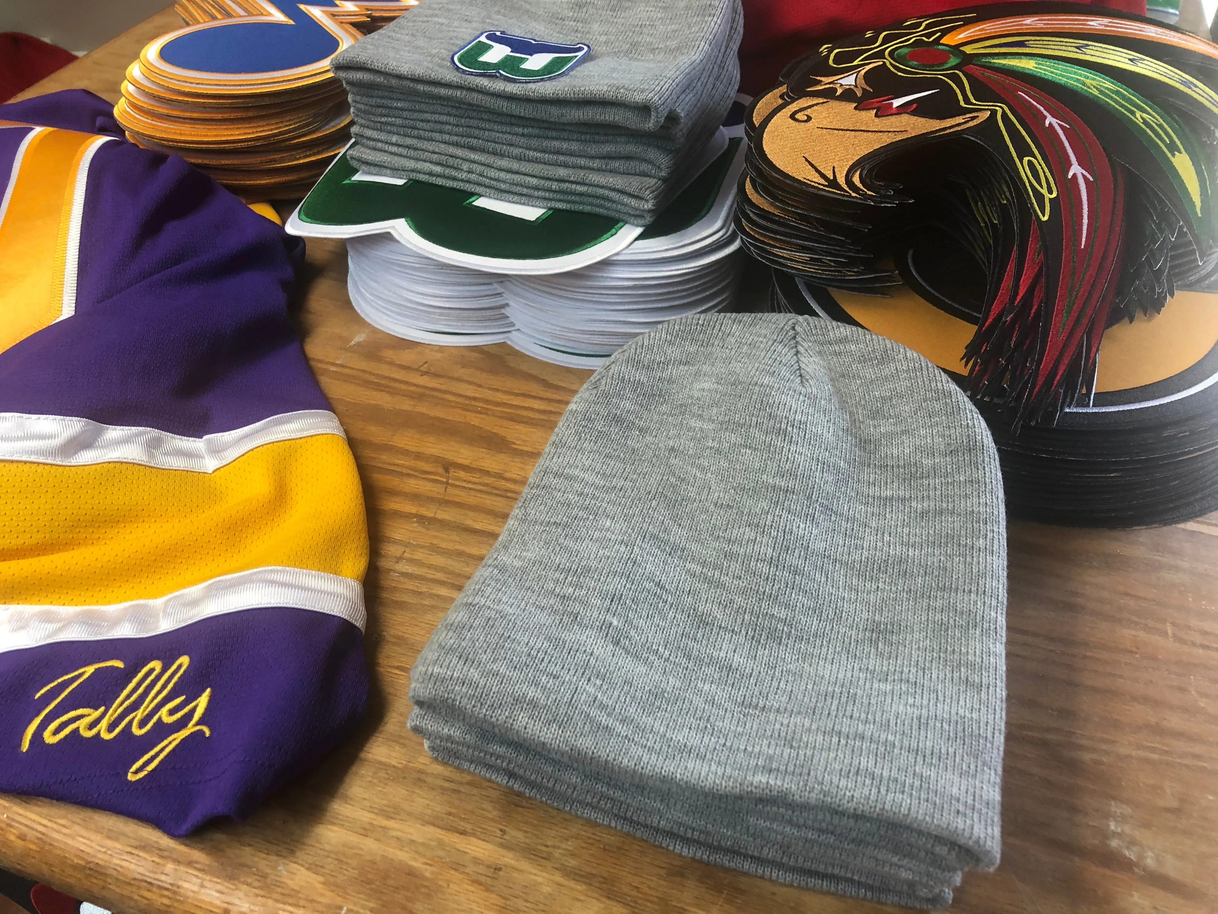 Flex-Fit Hats and Beanies with Your Team's Twill Logos (Free Shipping)