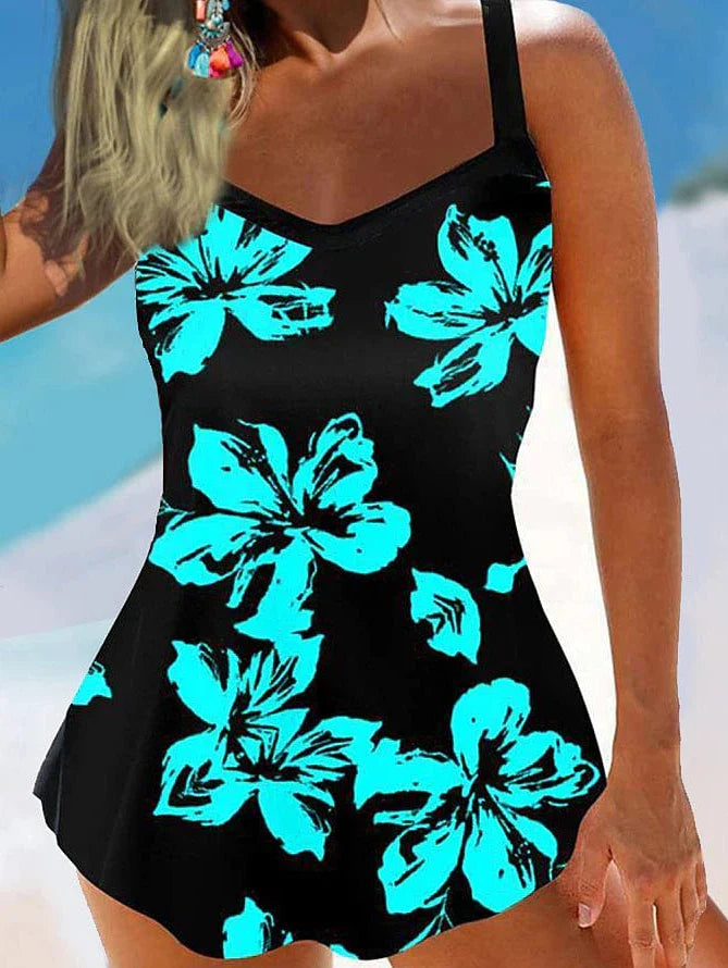 Floral Swim Dress and Tankini Set – Plus Size Summer Swimsuit