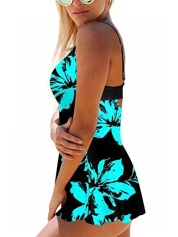 Floral Swim Dress and Tankini Set – Plus Size Summer Swimsuit