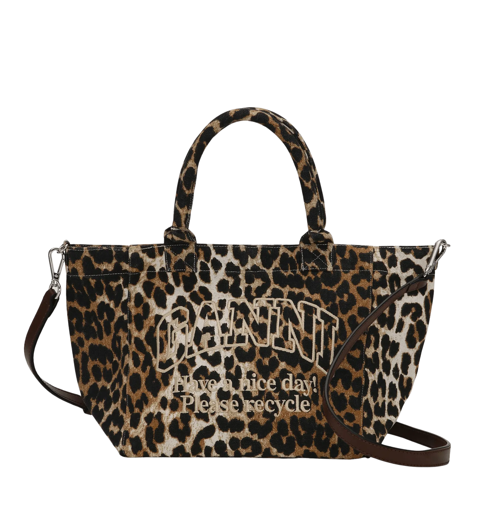 GANNI Leopard Small Easy Shopper