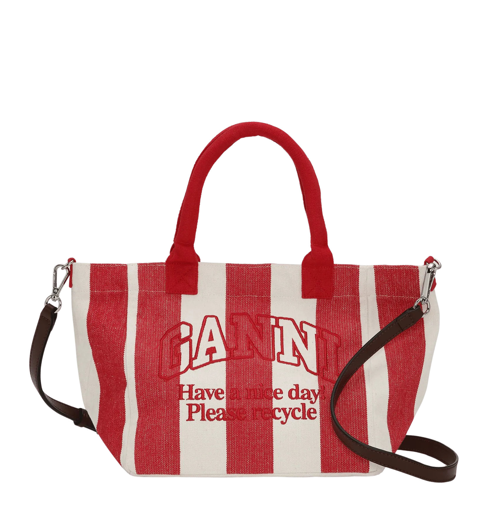 GANNI Red Stripes Small Easy Shopper