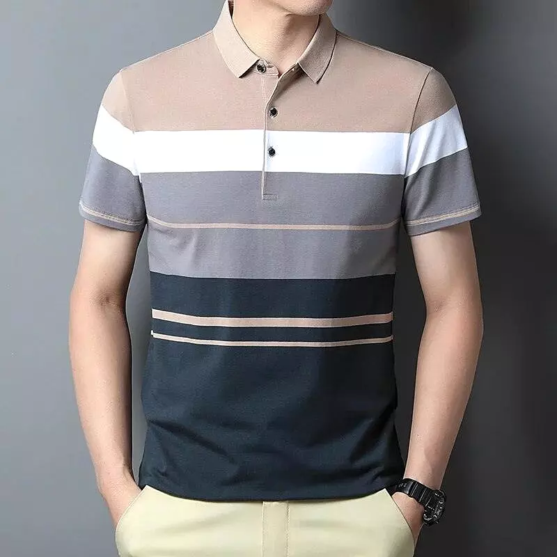 Gradient Striped Polo Shirt For Men