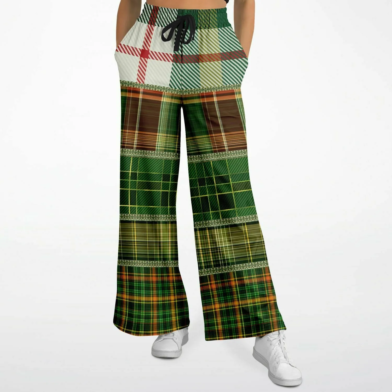 Green Nantucket Plaid Eco-Poly Stretchy Phat Bellbottoms