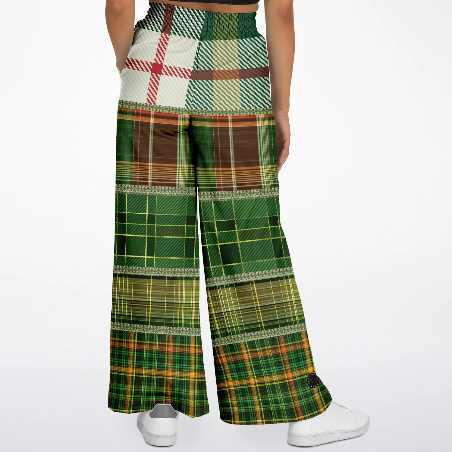 Green Nantucket Plaid Eco-Poly Stretchy Phat Bellbottoms