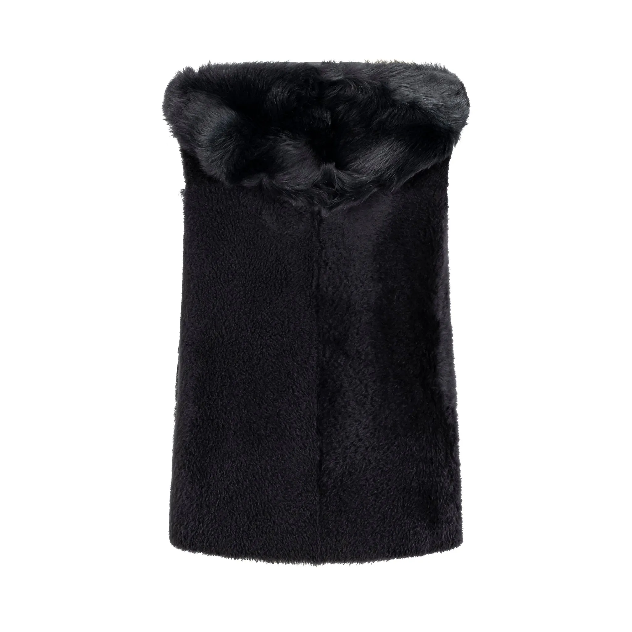 Hooded Feather Shearling Gilet - More Colors