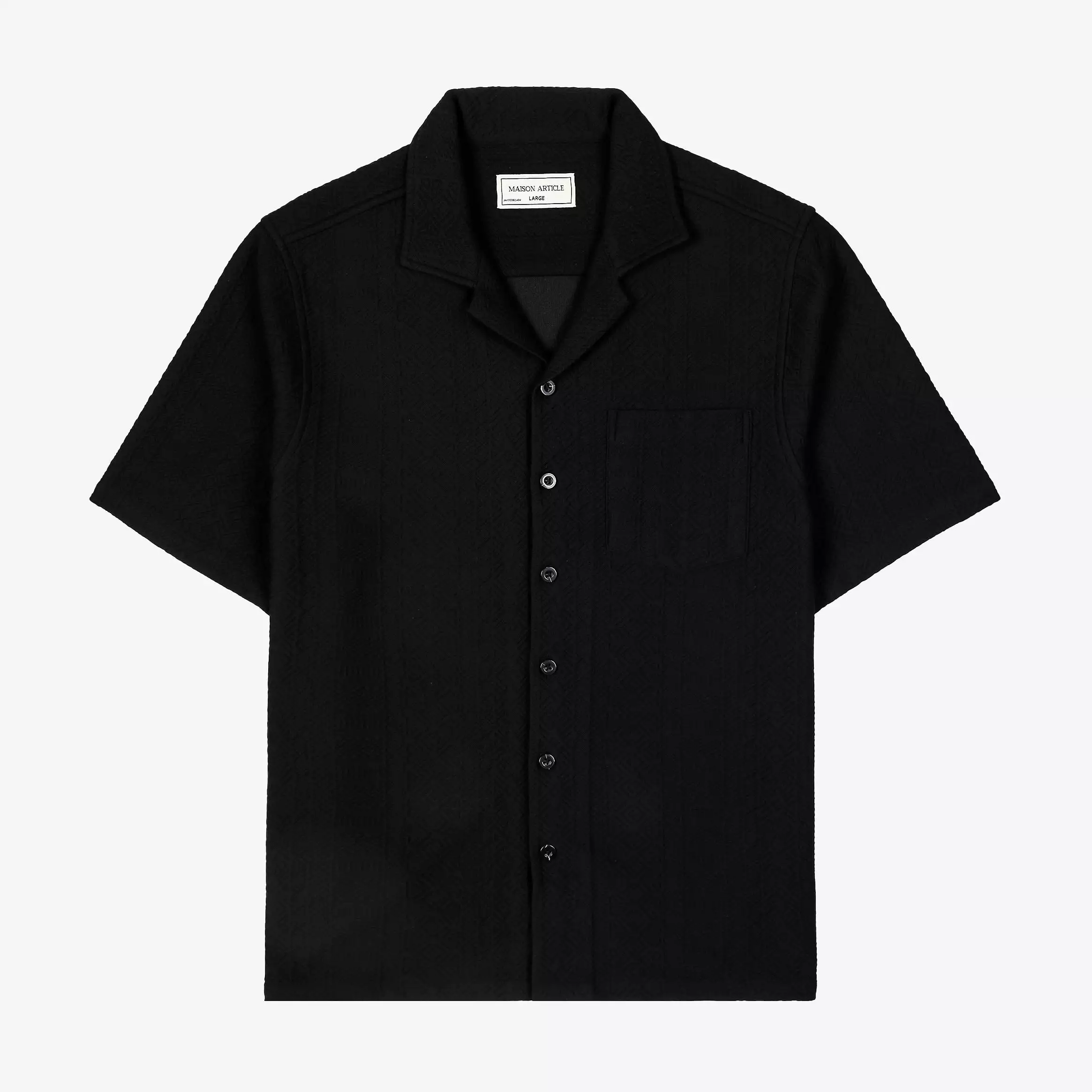 Jacquard Ornate Printed Mens Short Sleeve Shirt (Black)