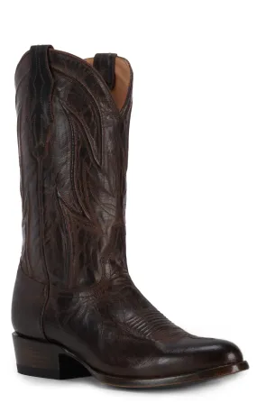 JRC & Sons Men's Colton Mad Dog Goat Leather Round Toe Cowboy Boot in Chocolate Brown