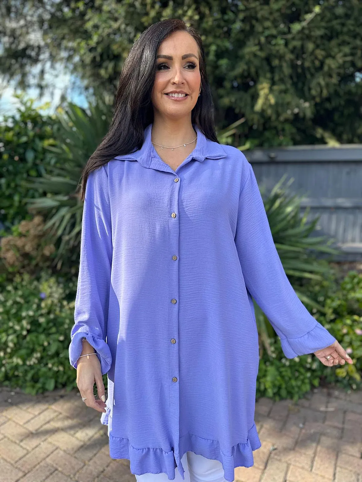 Lilac Crepe Frill Tunic April