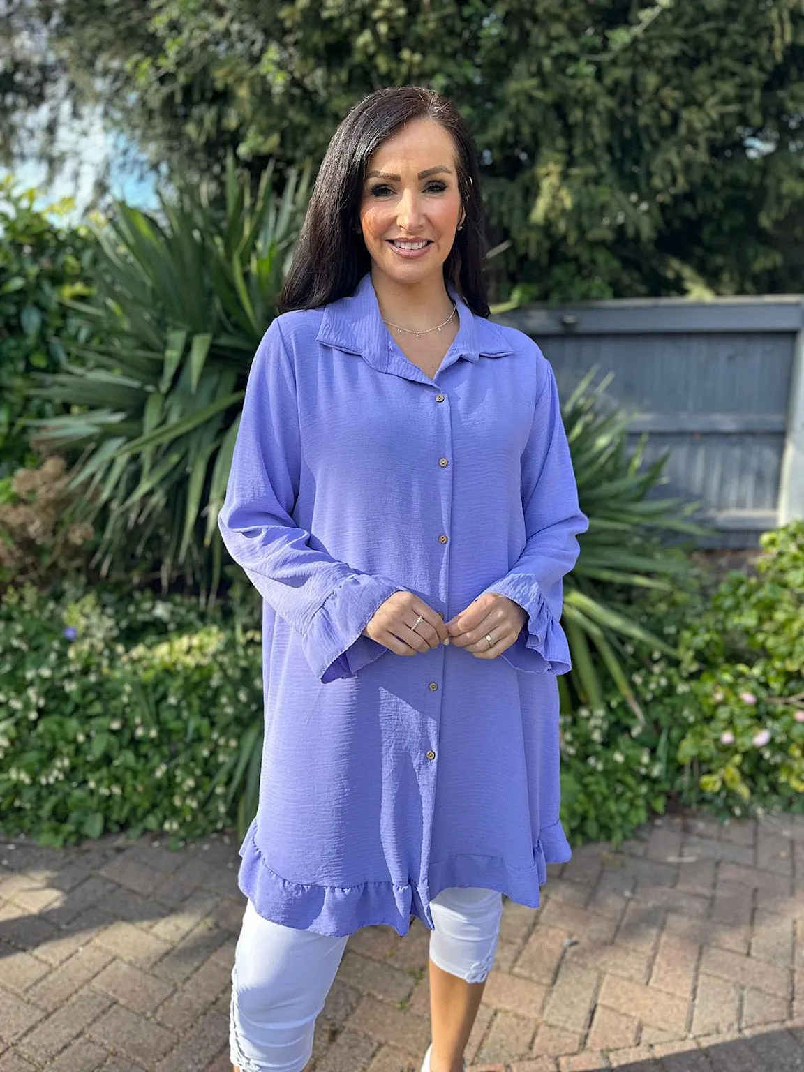 Lilac Crepe Frill Tunic April