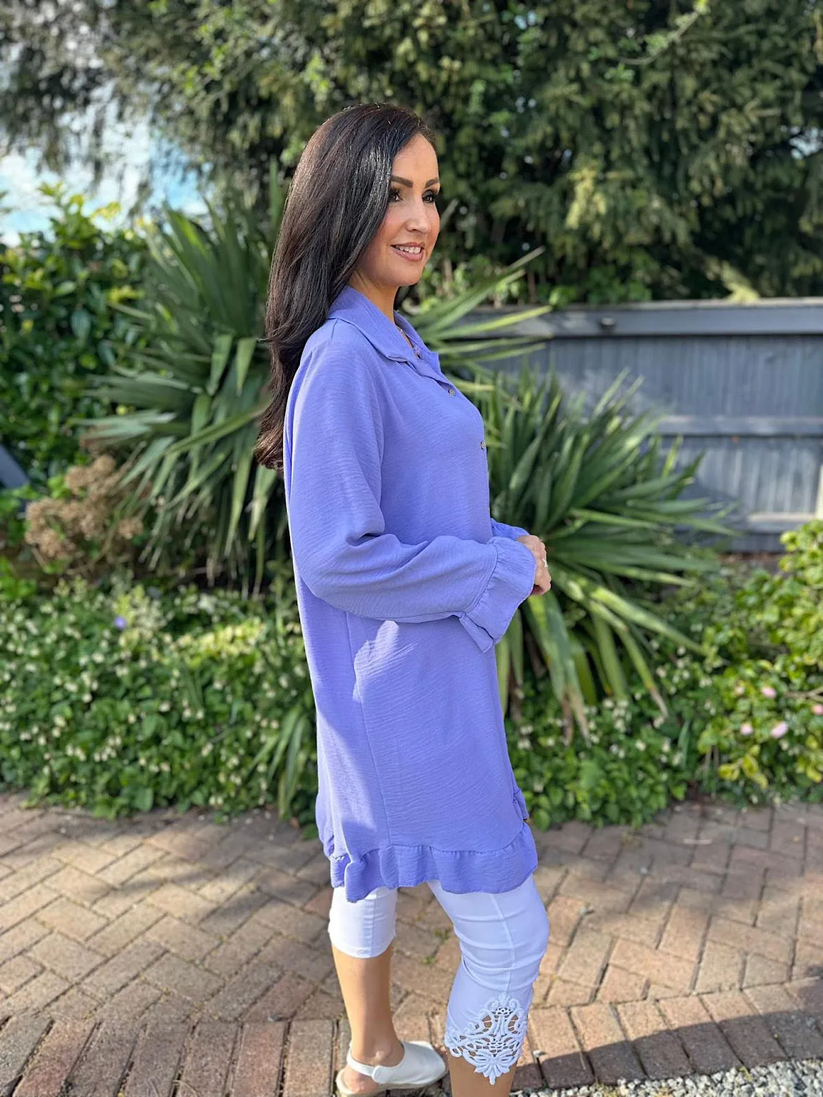 Lilac Crepe Frill Tunic April