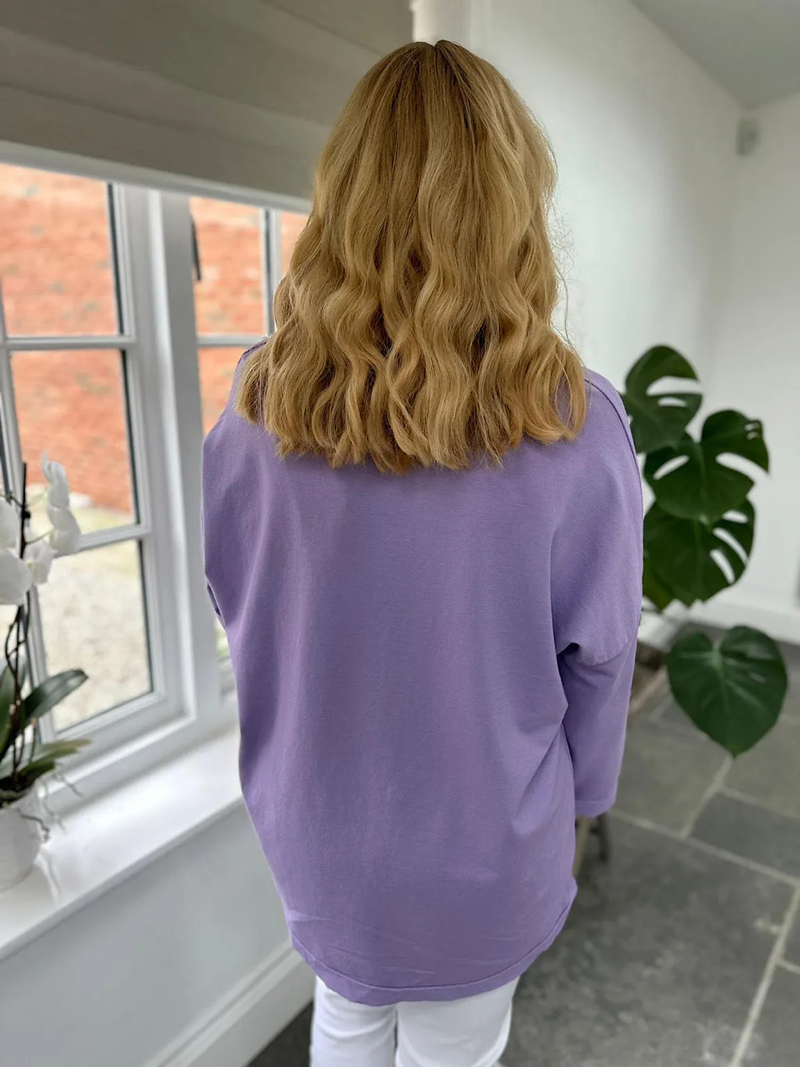 Lilac Reverse Seam V Neck Sweat Top Harriet