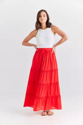 LOLA MAXI SKIRT SCARLET