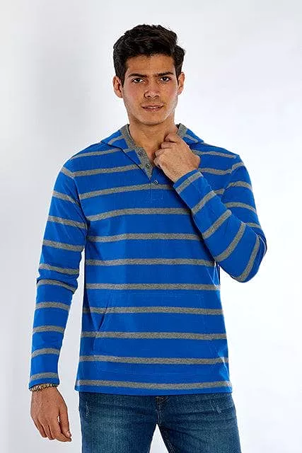 LONG SLEEVE STRIPED T-SHIRT - BLUE FONSE