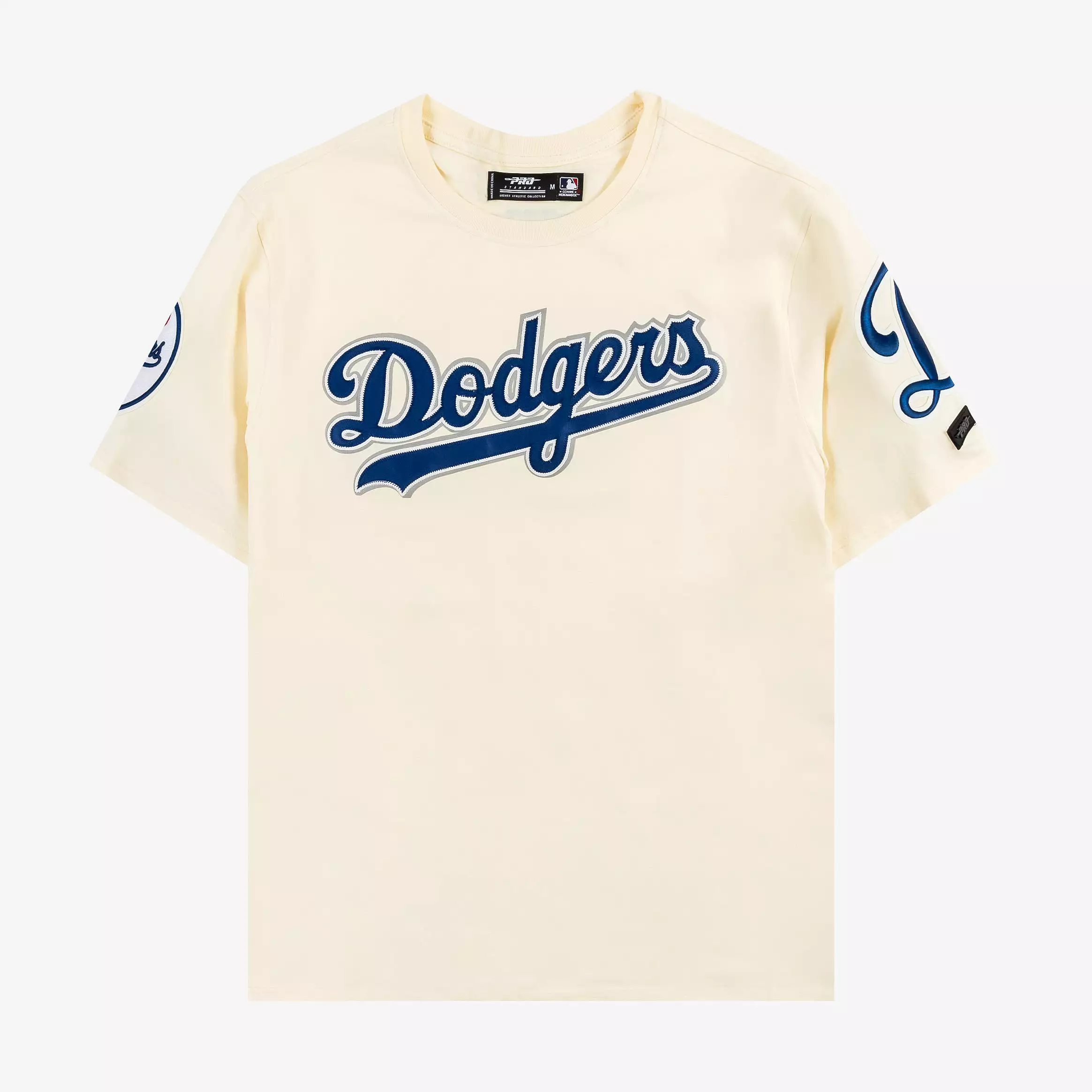 Los Angeles Dodgers Twill Mens Short Sleeve Shirt (Beige)