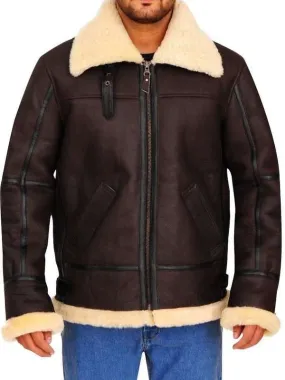 Men B3 Shearling Brown Leather Jacket - New American Jackets