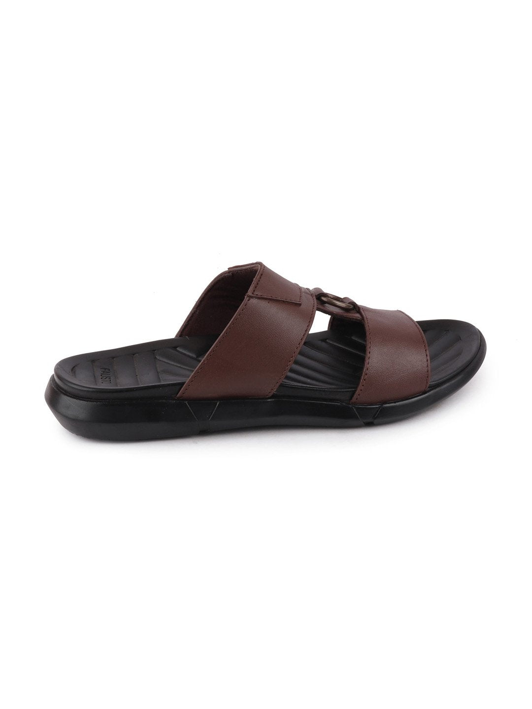 Men Brown Casual Leather Slip-On Dress Slippers