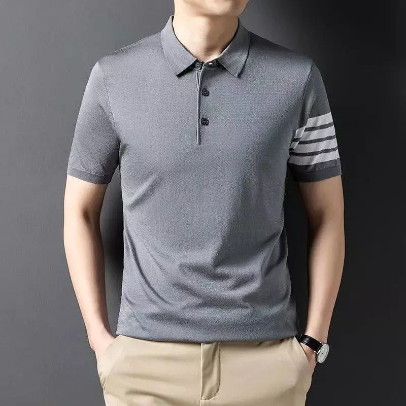 Men Short Sleeve Knitted Polo Shirt